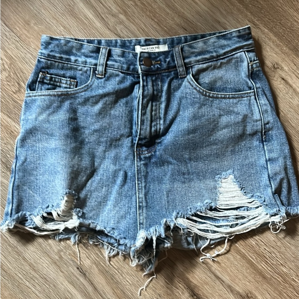 Distressed Denim Skort